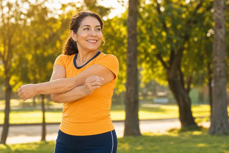 Mujer activa y saludable disfrutando de vitalidad cardiovascular después de usar Cardiwell